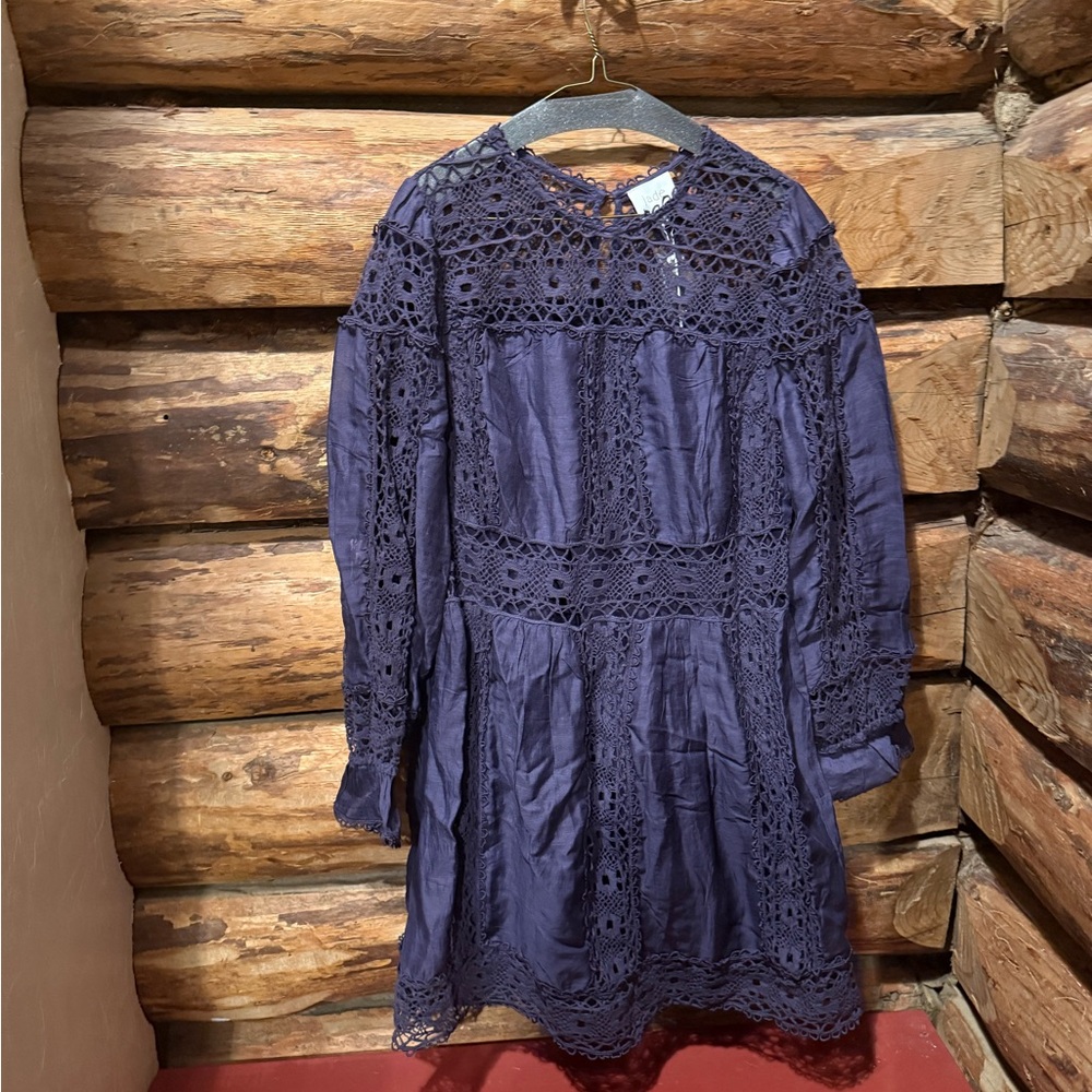 💜Lace Detail Long Sleeve Johnny Was Jade Lace Dress in Purple